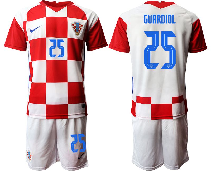 Men 2020-2021 European Cup Croatia home red #25 Nike Soccer Jersey